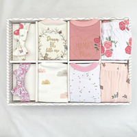 Ensemble cadeau de vêtements pour bébé Kaiyue Summer Solid 0-3 mois, 100% coton, vêtements pour nouveau-né, barboteuses, bandeau, 8 pièces