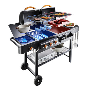 Dual-Use Outdoor <strong>Gas</strong> Charcoal <strong>BBQ</strong> Grill Large American-Style Metal Rack Heavy-Duty for Courtyard Home or Villa for Kitchens - Product Image 4
