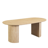 Table à manger rectangulaire en travertin nordique et panneaux de bois écologiques, 200 cm, MDF E0, pour projets modernes d'appartements et villas (vente en gros)