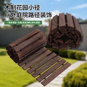 Caminos de Jardín de Madera Rectangulares Antideslizantes con Acabado Natural Resistentes a la Intemperie para Uso en Exteriores, Bodas y Patios Traseros - Product Image 4