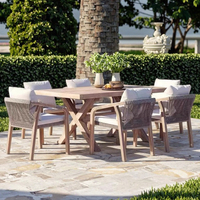 Ensemble de salon de jardin Dephoon RU-10s, mobilier d'extérieur de luxe, banc de jardin d'hôtel, patio, bois de teck moderne, tressage de corde, 2 places, villa, resort