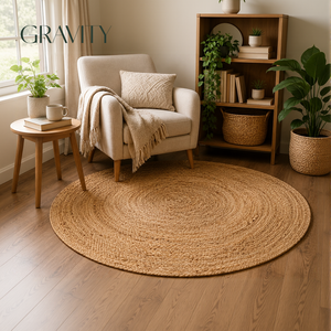 Tappeto Rotondo in <span class=keywords><strong>Juta</strong></span> di Stile Popolare, Personalizzabile, Pratico, Durevole, Intrecciato a Mano, Ecologico, Moderno e Lussuoso per Ogni Ambiente - Product Image 2