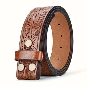Herren Schnallenloser Gürtel aus Legierung und Leder – High-End Punk Street Hip Hop Übertriebener Stil mit Hornprägung und verstellbaren Löchern - Product Image 2