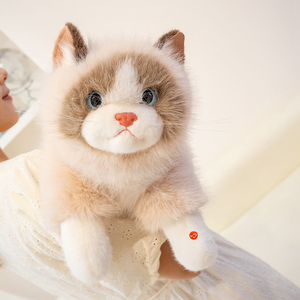 Nueva llegada de peluche de simulación de gato Ragdoll con sonido Animal relleno niños regalo de Navidad suave realista Ragdoll gato de juguete - Product Image 3