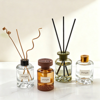 Envío Rápido, Botellas Difusoras de Aroma de Vidrio Redondo con Base Gruesa de 120 ml, Difusores de Aroma para Coche con Varillas de Ratán