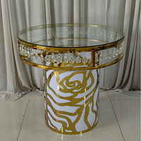 Table de mariage mariée et marié de haute qualité Table de cérémonie de mariage de forme ronde Table de dîner blanche et dorée