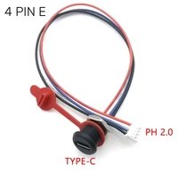 Konektor USB-C 2pin 4pin tipe-c ke PH2.0 dengan pelat jepret mur kawat wanita 3A 2A Port Jack pengisian daya cepat arus tinggi USB