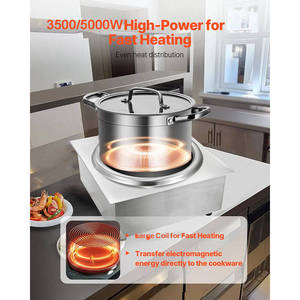 Forma cuadrada construida en diámetro 277mm placa 3500W olla caliente medio puente Cocina de Inducción cóncava eléctrica para restaurante Hotel - Product Image 5
