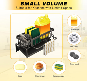 Organiseur d'évier de cuisine antirouille et distributeur de savon à vaisselle avec support pour éponge pour comptoir - Product Image 4