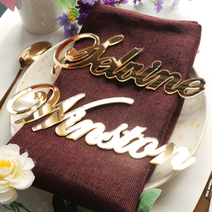 Elegante Laser taglio Tag oro specchio acrilico nome di benvenuto Tag carta del Menu con Design diverso per la decorazione del piatto della <span class=keywords><strong>tavola</strong></span> - Product Image 2
