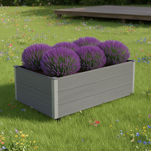 Jardinera elevada de WPC gris de 59.1x39.4x21.3 pulgadas, moderna, para plantas verdes y flores - Product Image 2