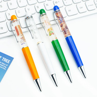 Stylos publicitaires flottants 2D personnalisés en PVC, impression couleur, pointe métallique 1,0 mm, cadeaux promotionnels fantaisie