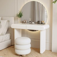 YIFAN Coiffeuse moderne durable avec miroir LED sur pied, meuble mural blanc brillant