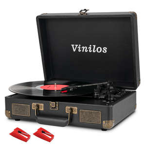 Tocadiscos Portátil Retro de Vinilo con Diseño de Maleta, 3 Velocidades, Bluetooth, USB, Reproductor de Discos con Altavoces Integrados para Fiestas en Casa, Regalo, Audio - Product Image 2