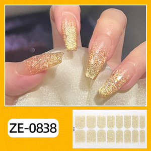 Qianya Gradient Glitter Nail Stickers Étanche Aucune Lumière Nécessaire-Mode Nail Wrap Vinyle Stickers pour Femmes Filles DIY <span class=keywords><strong>Manucure</strong></span> - Product Image 2