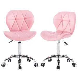 Silla Ejecutiva de Cuero PU, Giratoria Ajustable, Moderna, para Oficina en Casa, Blanca, Rosa, Silla de Maquillaje - Product Image 1