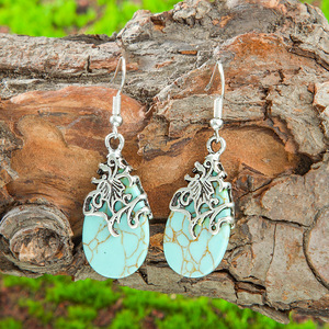 Parures de bijoux vintage en forme de goutte d'eau, pierre turquoise, collier et boucles d'oreilles plaqués argent 925 pour femmes, à porter au quotidien - Product Image 2