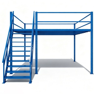 Soğuk Haddelenmiş Çelikten Çok Katmanlı Ağır Hizmet Tipi Asma Kat Raf Sistemi, 500kg/m² Yük Kapasitesi ve Toz Boya Kaplama ile - Product Image 1