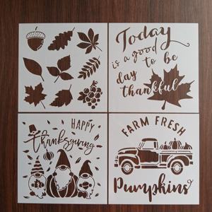 ลายฉลุสำหรับวาดภาพบนไม้ ลายฉลุขนาดใหญ่แบบใช้ซ้ำได้สำหรับเทศกาลวันขอบคุณพระเจ้า งานฝีมือตกแต่งบ้านในฤดูใบไม้ร่วง - Product Image 4