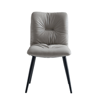 Chaise de salle à manger de luxe, style chaise d'appoint, structure métallique, revêtement en cuir PU, dossier capitonné, mobilier moderne pour la maison, le bureau et la salle à manger