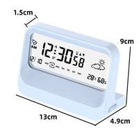 AIKS Smart Multifunktionaler Wecker im japanischen Stil, batteriebetrieben, transparentes digitales LCD-Display, Temperatur und Luftfeuchtigkeit