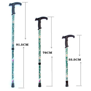 Adjustable Aluminum Alloy Walking <b>Stick</b> With Printed Design For Seniors Hiking Support 55.5Cm To 91.5Cm Length - Product Image 1