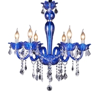 Lámpara de Araña Moderna Europea de Cristal Luminoso Azul, Iluminación Interior para Sala de Estar, Dormitorio, Salón de Banquetes, Material de Vidrio, Alimentación CA
