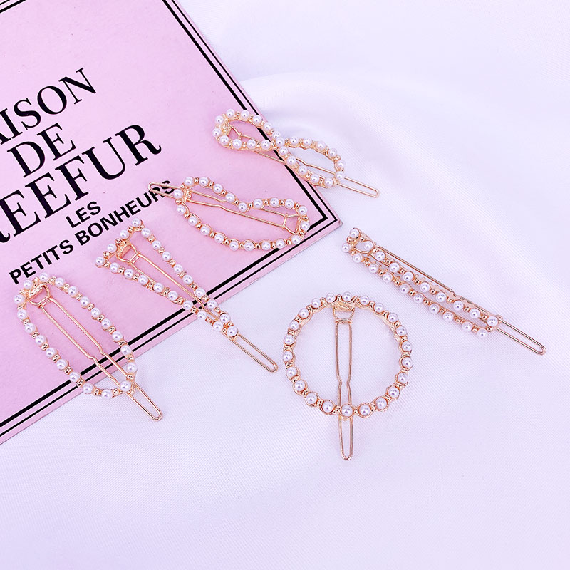 Простой темпераментный Сплав Геометрия любовь круглая мода жемчуг заколка для волос девушка лягушка зажим боковой зажим слово зажим