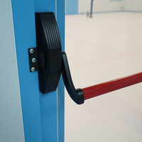 Porte de sortie d'urgence moderne en verre trempé avec barre anti-panique, structure en acier durable, isolation thermique