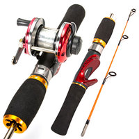 Set Joran dan Reel Pancing 0.52m Short Baitcast 2 Seksi, Fiber Glass Ultra Ringan untuk Memancing di Laut, Casting Tangan, Ice Fly, Surf, dan Carp