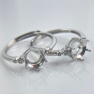 Thiết Kế Cổ Điển Bán Núi Engagement Nhẫn Tốt 10Mm Vòng Cắt Đá S925 Bạc Đồ Trang Sức Mỹ Pave Kim Cương <span class=keywords><strong>Ruby</strong></span> Sapphire Garnet - Product Image 2
