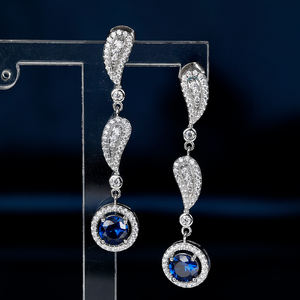 Parure di <span class=keywords><strong>Gioielli</strong></span> da Sposa Grace Jewel in Argento 925 con Pietra Blu da Donna, Set di <span class=keywords><strong>Gioielli</strong></span> di Lusso Personalizzabile per Matrimonio - Product Image 4