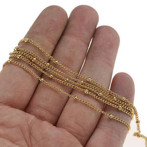 Stainless Steel PVD Gold Plated Curb Chain with <b>Spacer</b> Beads for DIY Anklet, Necklace, and Bracelet Jewelry Making - Product Image 4