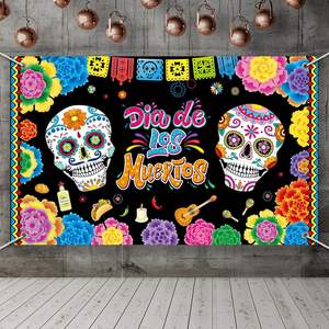 Fondo Fotográfico Catrina Cempasuchil, Telón de Fondo para el Día de los Muertos, Decoración de Altar Mexicana, Pancarta Personalizable - Product Image 6