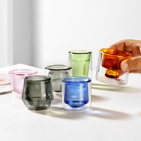 Ensemble de tasses en verre à double paroi colorées, en verre borosilicate de haute qualité, isolées, multi-formes, résistantes à la chaleur, pour la maison, le bar, les fêtes