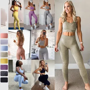 Good Quality Jacquard Yoga Set Wear Gym Sets Clothing Woman's Seamless Gym Clothing Sets