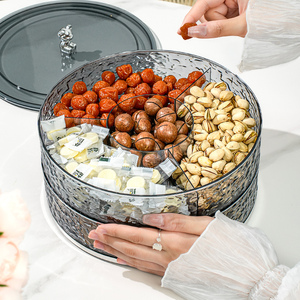 Assiette de fruits et de noix à texture glacée. Plateau de service empilable en PET sans BPA avec couvercle pour salon et fêtes - Product Image 6