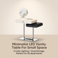 Coiffeuse moderne avec tiroirs, table de maquillage réglable, miroir LED, meuble de rangement en MDF pour hôtel, salon, chambre à coucher