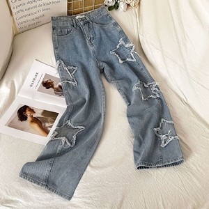 Vaqueros de mujer de cintura alta, pierna recta, estilo estrella, transpirables, holgados, de mezclilla, con bolsillos, estilo casual hip hop y urbano para primavera - Product Image 1