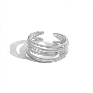 Dylam Minimalist Fashion Jewelry S925 <b>Silver</b> Rhodium 18K Gold Plated Multiple Layer Hallow Out <b>Adjustable</b> Women <b>Rings</b> - Product Image 1