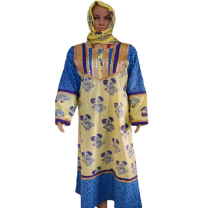 Robe Jalabiya à imprimé floral modeste pour femmes musulmanes, col brodé, foulard assorti, tenue quotidienne, style Abaya, robe longue - Product Image 1