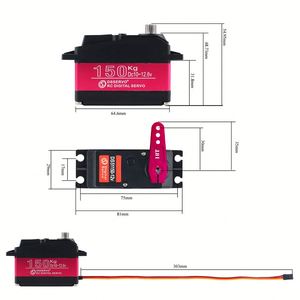 150KG 12V DS51150 Digital Metal Robotic Servo 180/270 Degree Waterproof IP66 25T Servo Arm for <b>Drones</b> <b>Accessories</b> - Product Image 2
