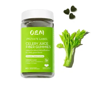 Private Label Celery Juice Fiber Gummies Celery Juice Healthy Cell Function for Chlorophyll Support Natural Detox and Gut Health