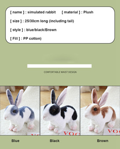 Personalizado nuevo peluche conejo de Pascua de peluche animal de peluche suave juguete de dibujos animados conejito de peluche blanco gris simulación conejo de juguete - Product Image 2