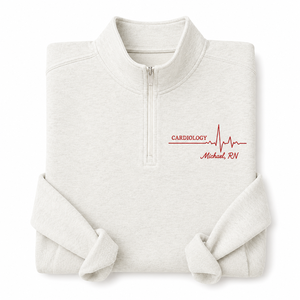 Cadeau pour les cardiologues, médecins et infirmières |   Veste personnalisée à col montant brodée et tissée avec fermeture éclair - Automne/Hiver/Printemps - Product Image 2