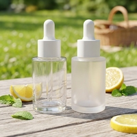 Flacon compte-gouttes en verre transparent dépoli de 100 ml à épaule plate pour huile visage et soins de la peau, emballage liquide pour huiles essentielles