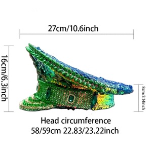 Sombrero de Capitán Steampunk con Pedrería y Logotipo Personalizado, Ideal para Carnaval de <span class=keywords><strong>Binche</strong></span> y Desfile de Plumas de Avestruz, MOQ Bajo - Product Image 6