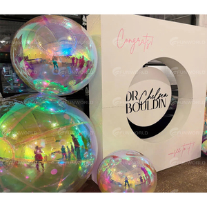 Grosses boules gonflables brillantes ornement de Noël suspendu sphère de miroir à bulles gonflable réfléchissante irisée pour la fête de mariage - Product Image 5