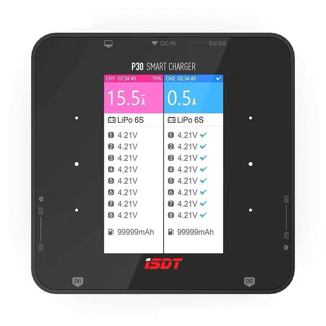 ISDT P30 High Power 1000W*2 30A*2 Dual Channel 8S Lipo Li-ion Life NiCd NiMH LiHV Smart Balance Battery Charger