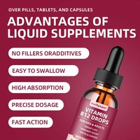 Liquide de 60 ml de vitamine B12 en gouttes, vente en gros, OEM, ODM, supplément alimentaire pour enfants, saveur de baies végétaliennes, multivitamines B12 liquide